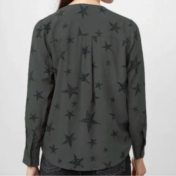 Rails HILLARY CHARCOAL CHEETAH STARS print Top Blouse M - Picture 4 of 9